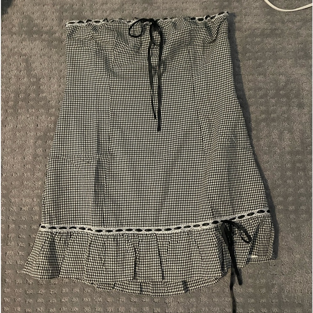 Plaid Strapless Mini Bow dress